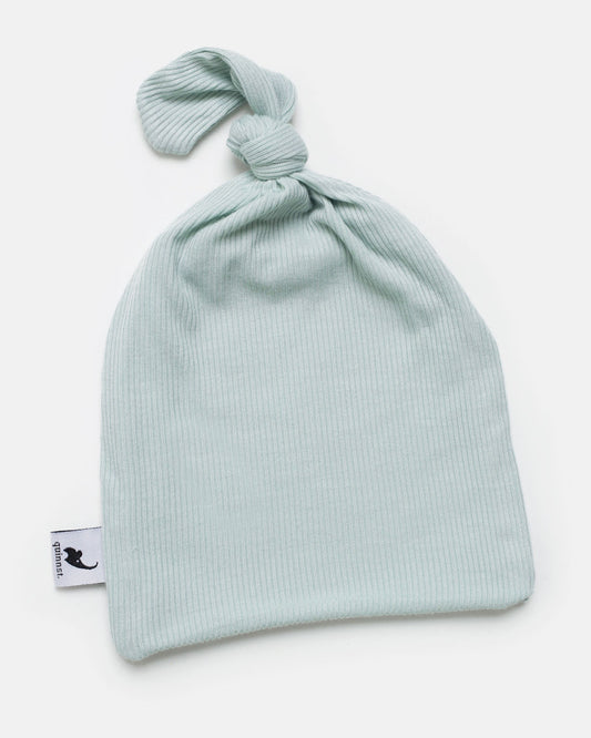 ocean ribbed top knot hat