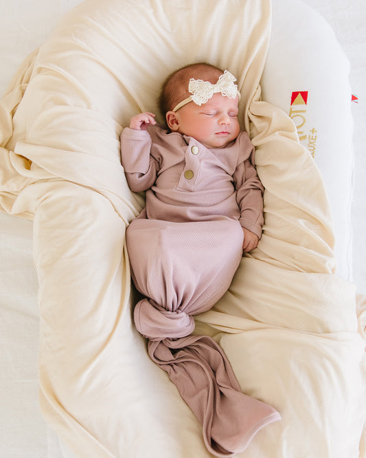 blush ribbed knotted sleeper